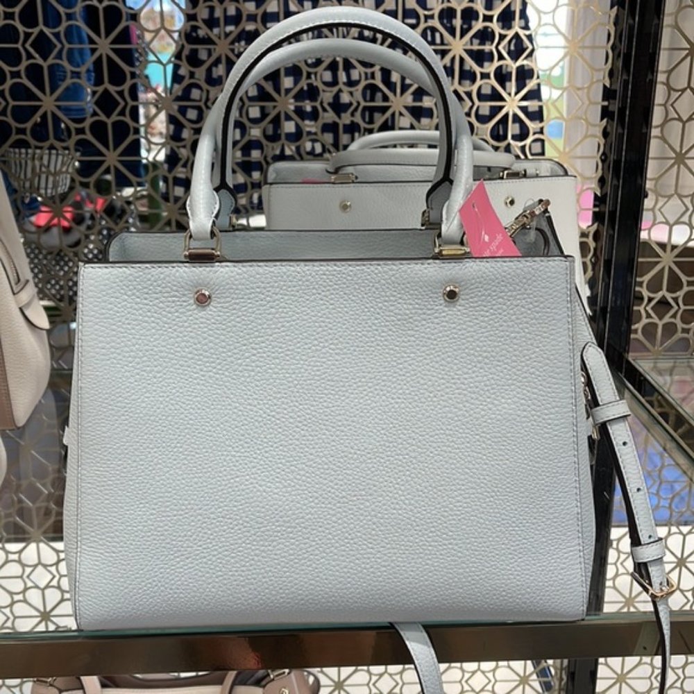 Kate Spade Leila Medium Triple Compartment Satchel Hazy Morning Color - Picture 6 of 16